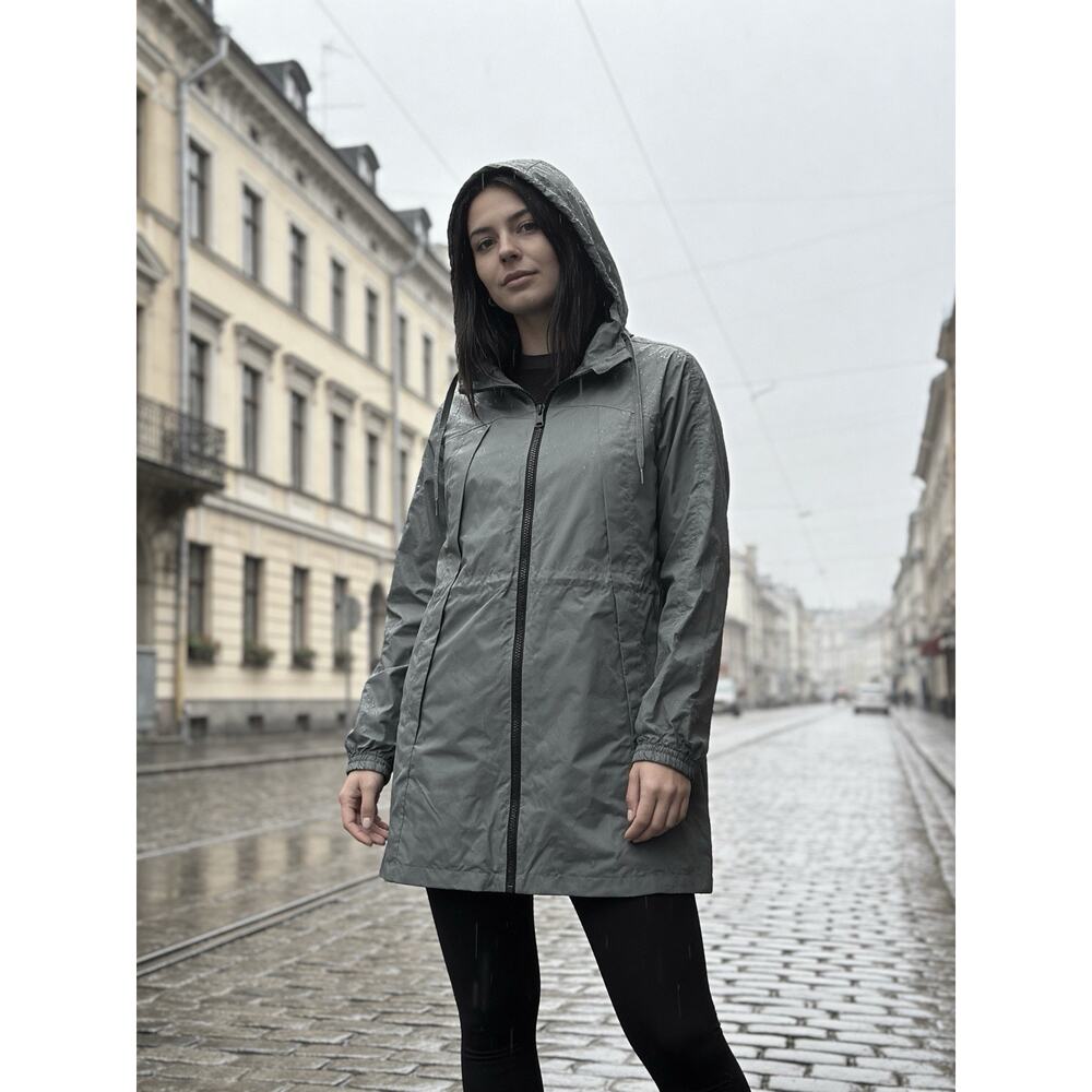 NEW Bernardo Eco-Minded Hooded Lightweight Jacket Women’s Medium Green Zip Front - Picture 9 of 9